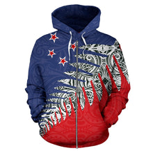 Load image into Gallery viewer, New Zealand Silver Fern Zip Up Hoodie Red 