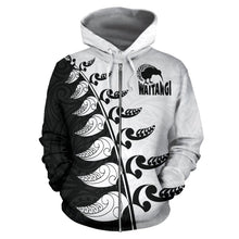 Load image into Gallery viewer, Happy Waitangi Day Zip Hoodie Black White