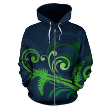 Load image into Gallery viewer, New Zealand Silver Fern Zip Up Hoodie Green
