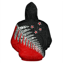 Load image into Gallery viewer, New Zealand Silver Fern  Hoodie Black Red