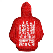 Load image into Gallery viewer, Rugby Haka Dance Zip Up Hoodie Red
