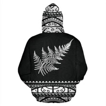 Load image into Gallery viewer, Maori Aotearoa Silver Fern Zip Up Hoodie White -  Medal Version