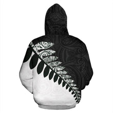 Load image into Gallery viewer, New Zealand Silver Fern  Zip Up Hoodie Black White