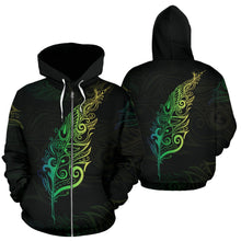 Load image into Gallery viewer, Light Silver Fern New Zealand  Zip Up Hoodie by ByDesignByus for Men and Women
