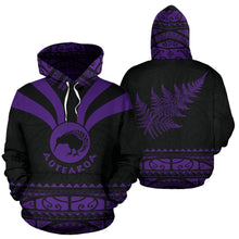 Load image into Gallery viewer, Maori Aotearoa Silver Fern Hoodie Violet -  Medal Version